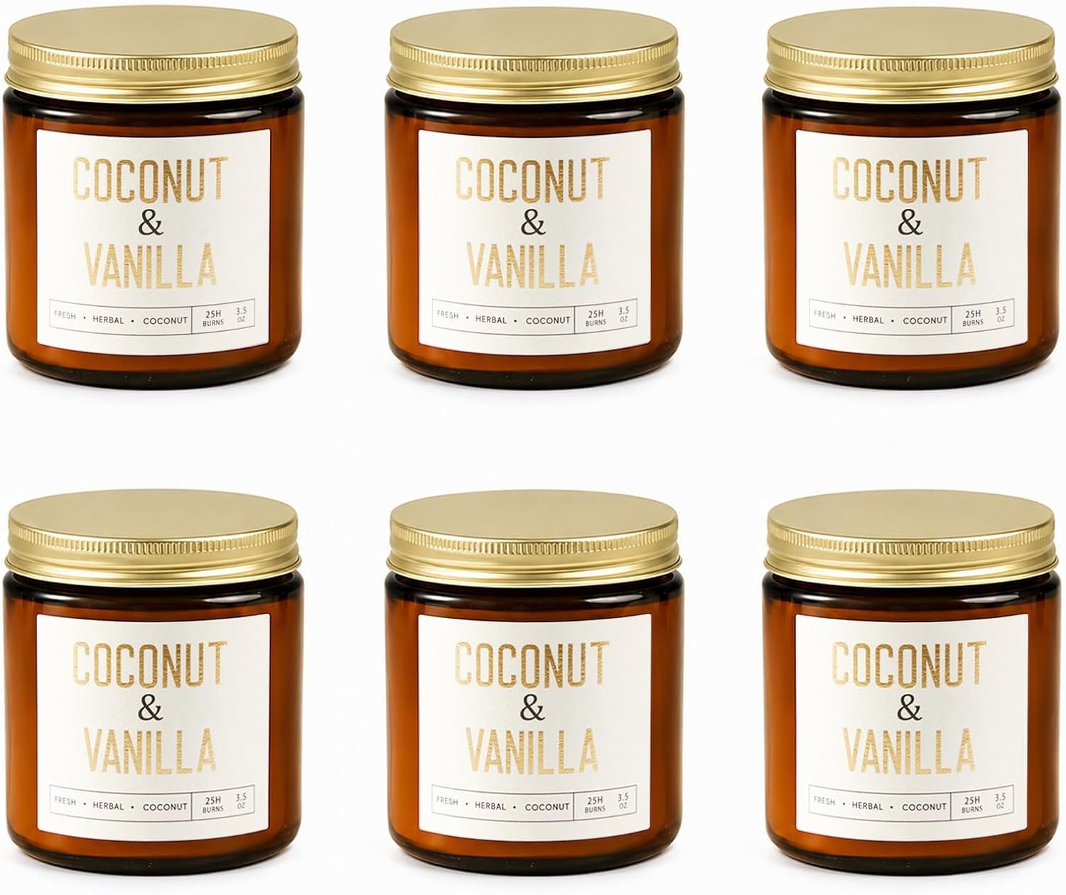 Amber Jar Scented Candles, Soy Wax, Six Piece Gift Set - Image 11