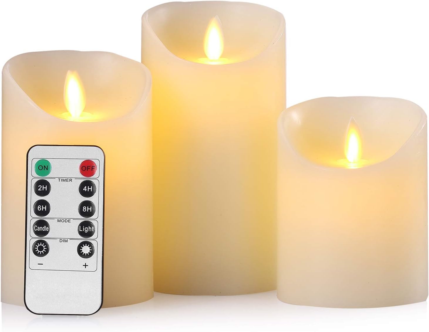 Flameless LED Pillar Candles, Real Wax, 3 Piece Set with Remote - Image 9