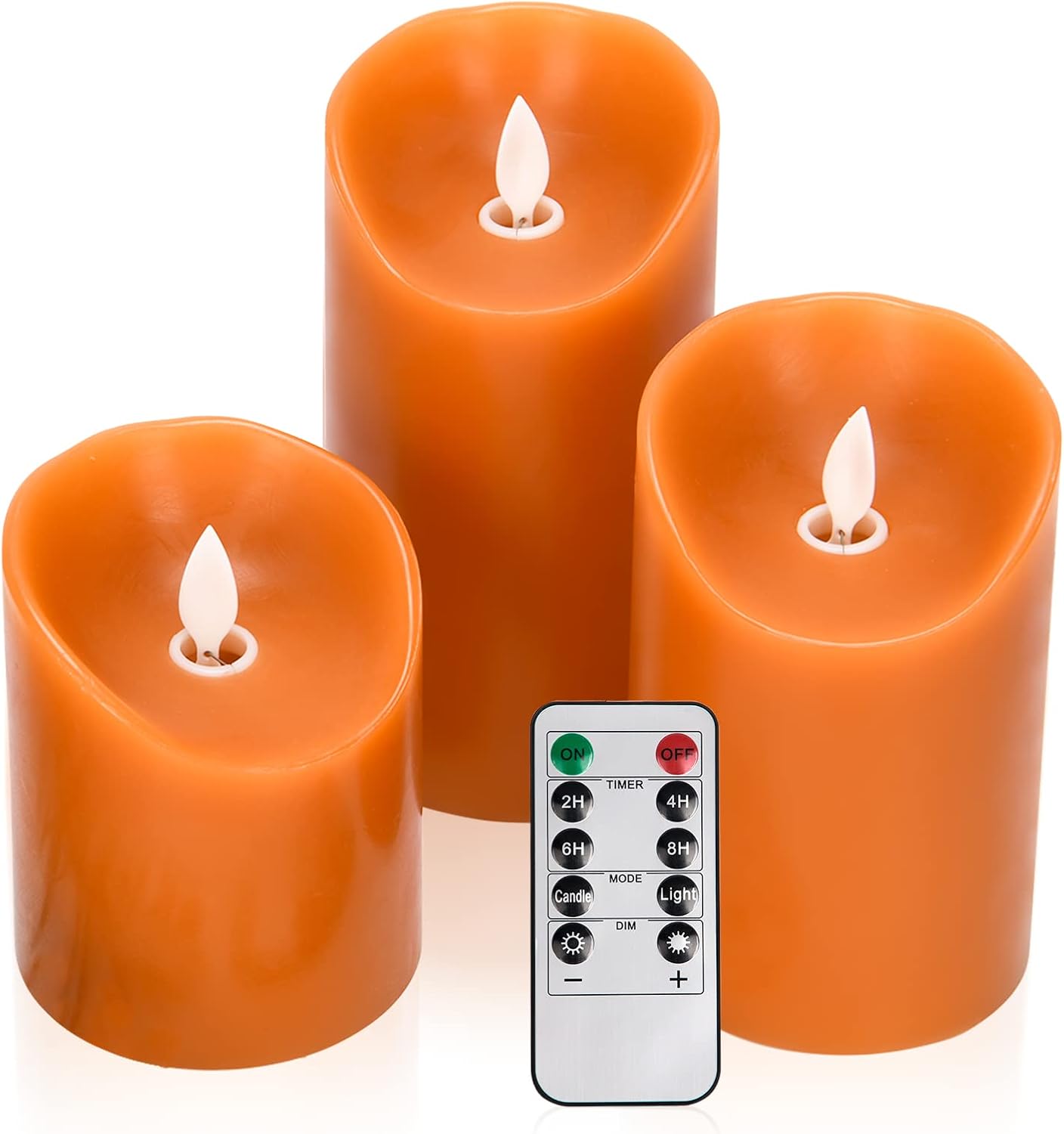 Flameless LED Pillar Candles, Real Wax, 3 Piece Set with Remote - Image 12