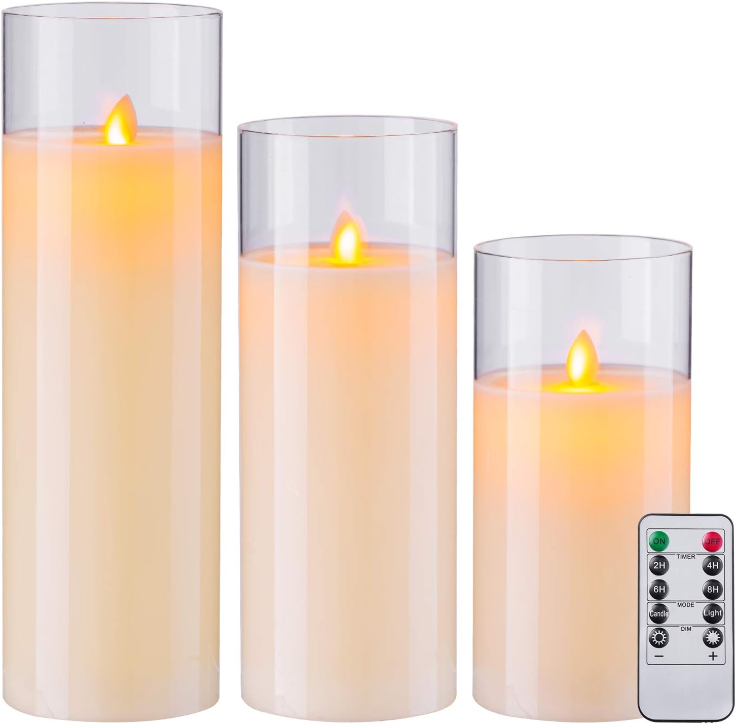 Flameless LED Pillar Candles, Real Wax, 3 Piece Set with Remote - Image 13