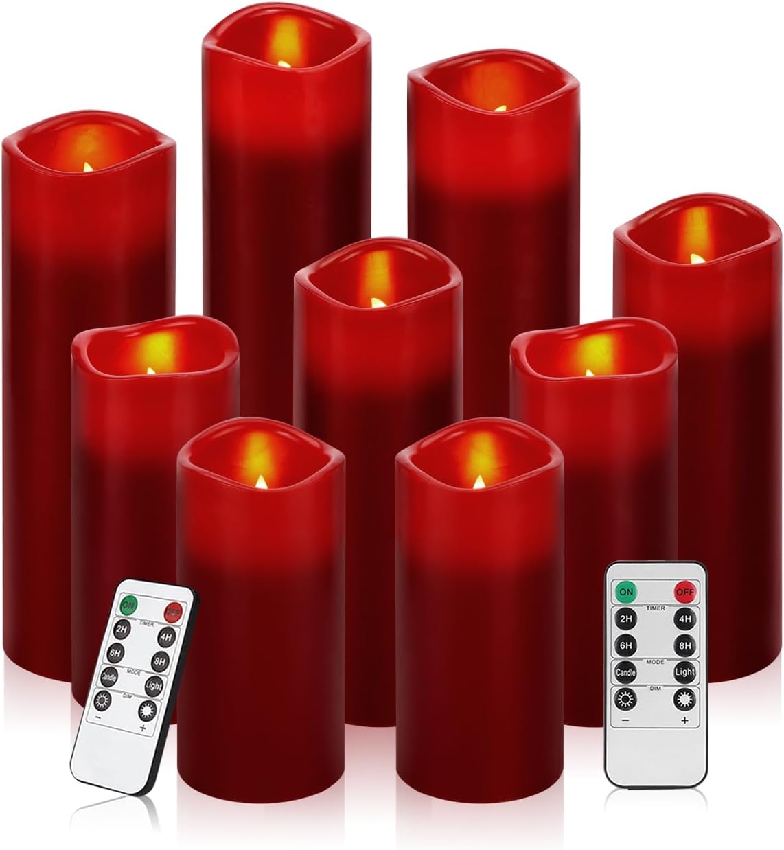 Ivory Flameless LED Pillar Candles, Real Wax, 9 Piece Set with Remotes - Image 9
