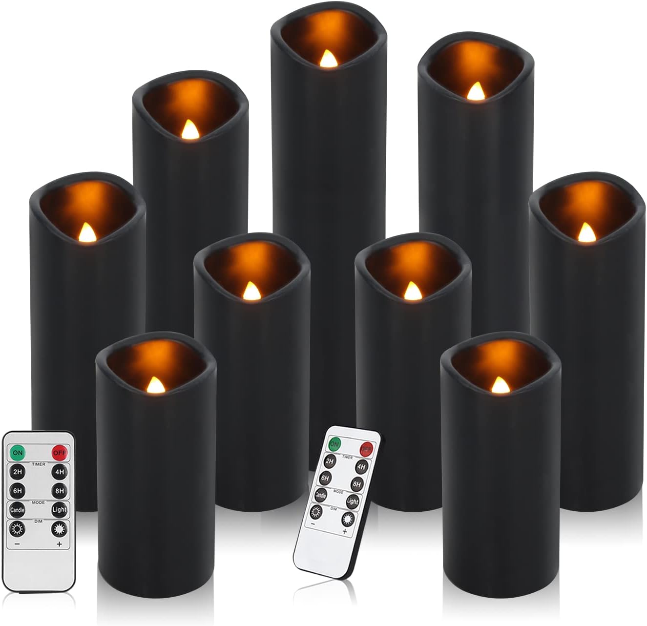 Ivory Flameless LED Pillar Candles, Real Wax, 9 Piece Set with Remotes - Image 10