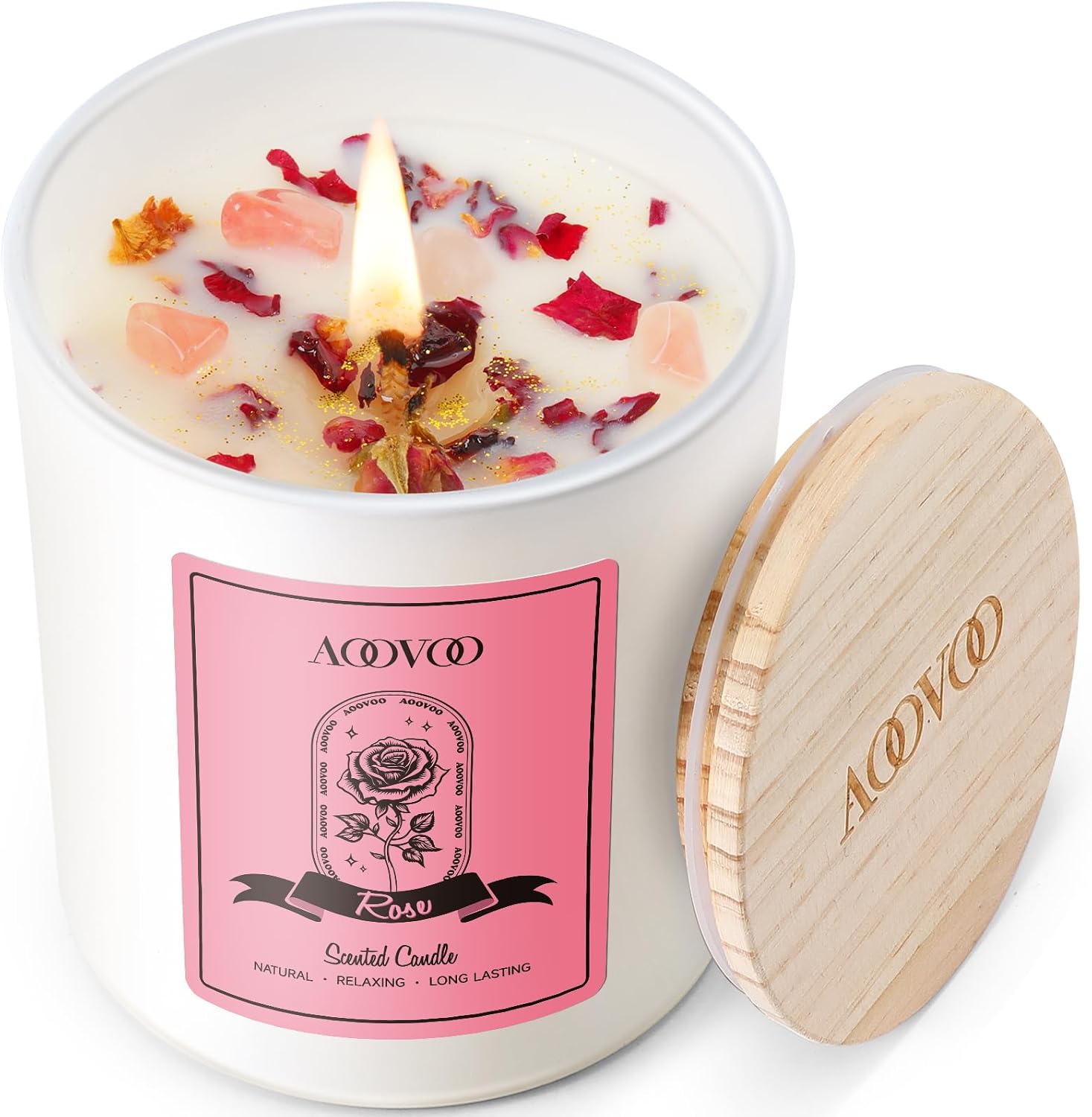 Lavender Scented Jar Candles with Crystals, 4 Pack - Image 23