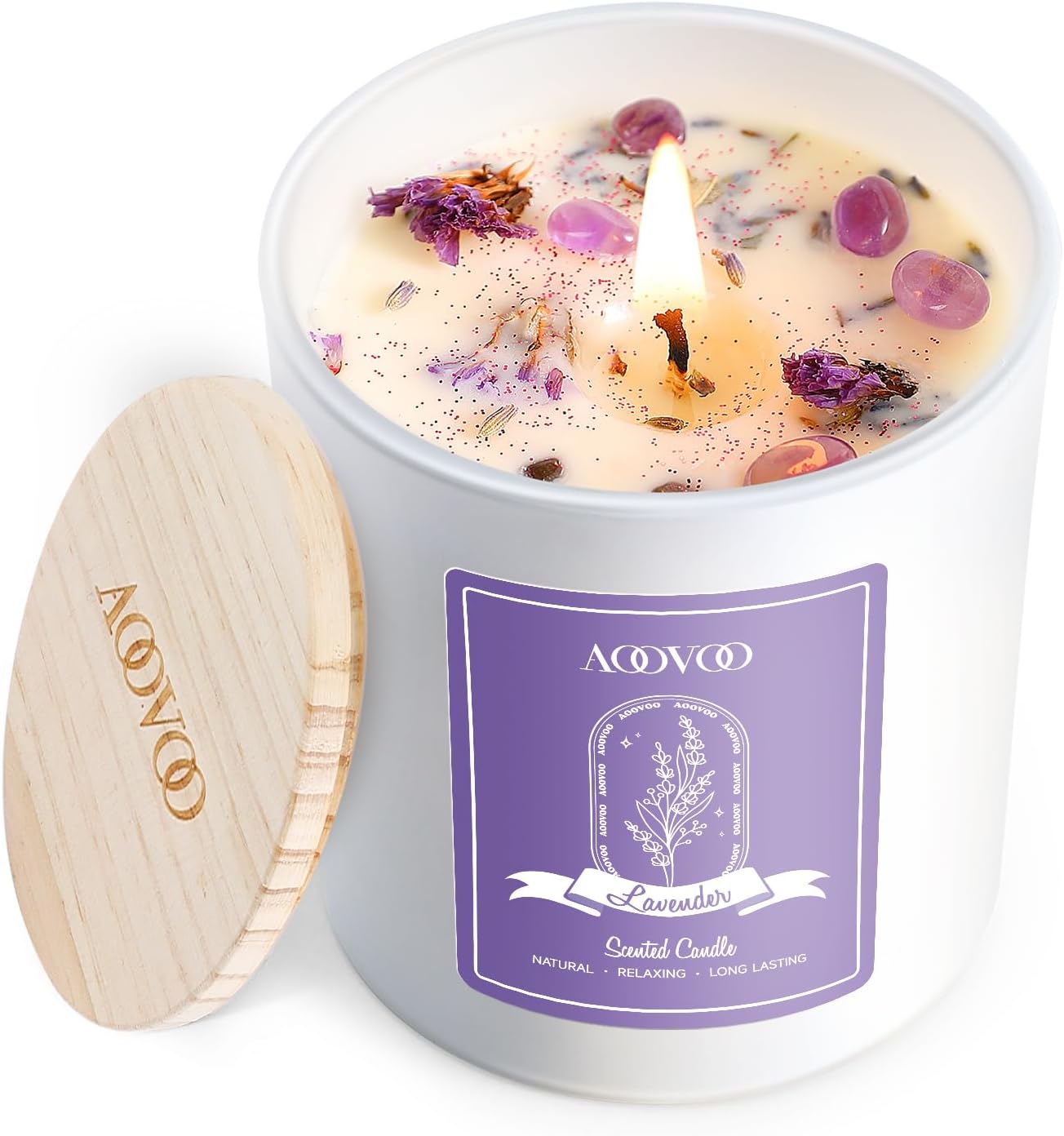 Lavender Scented Jar Candles with Crystals, 4 Pack - Image 18