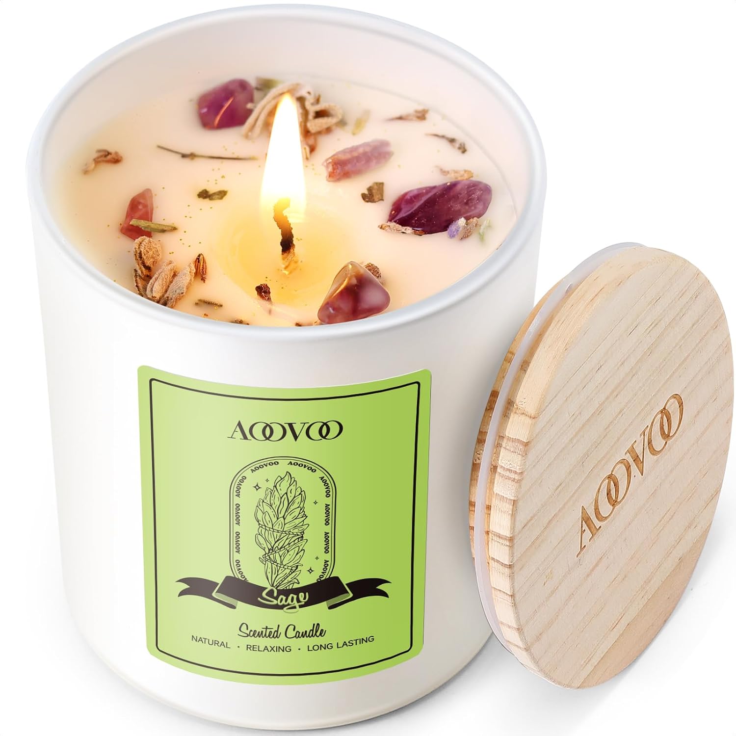 Lavender Scented Jar Candles with Crystals, 4 Pack - Image 20
