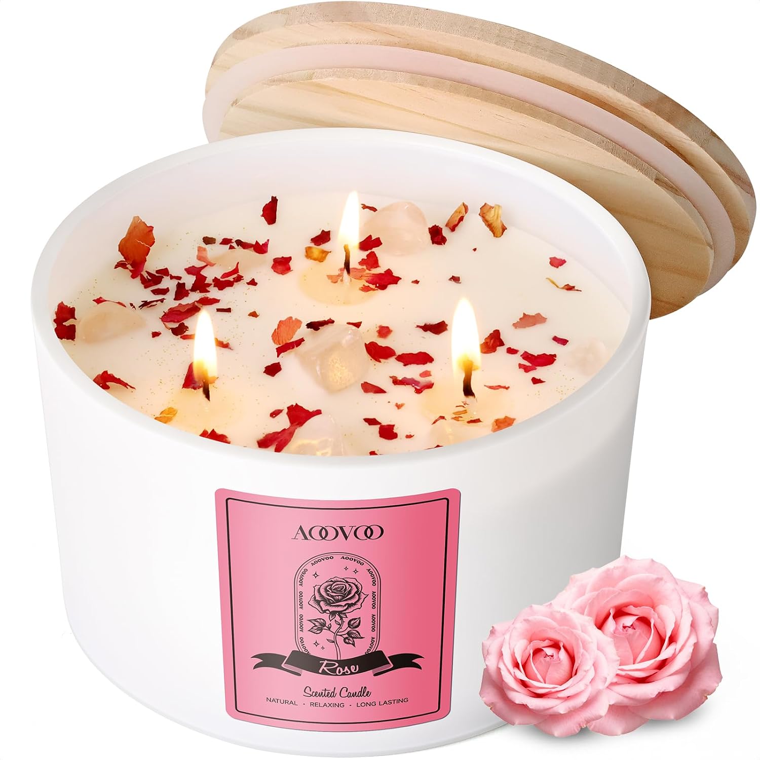 Lavender Scented Jar Candles with Crystals, 4 Pack - Image 17