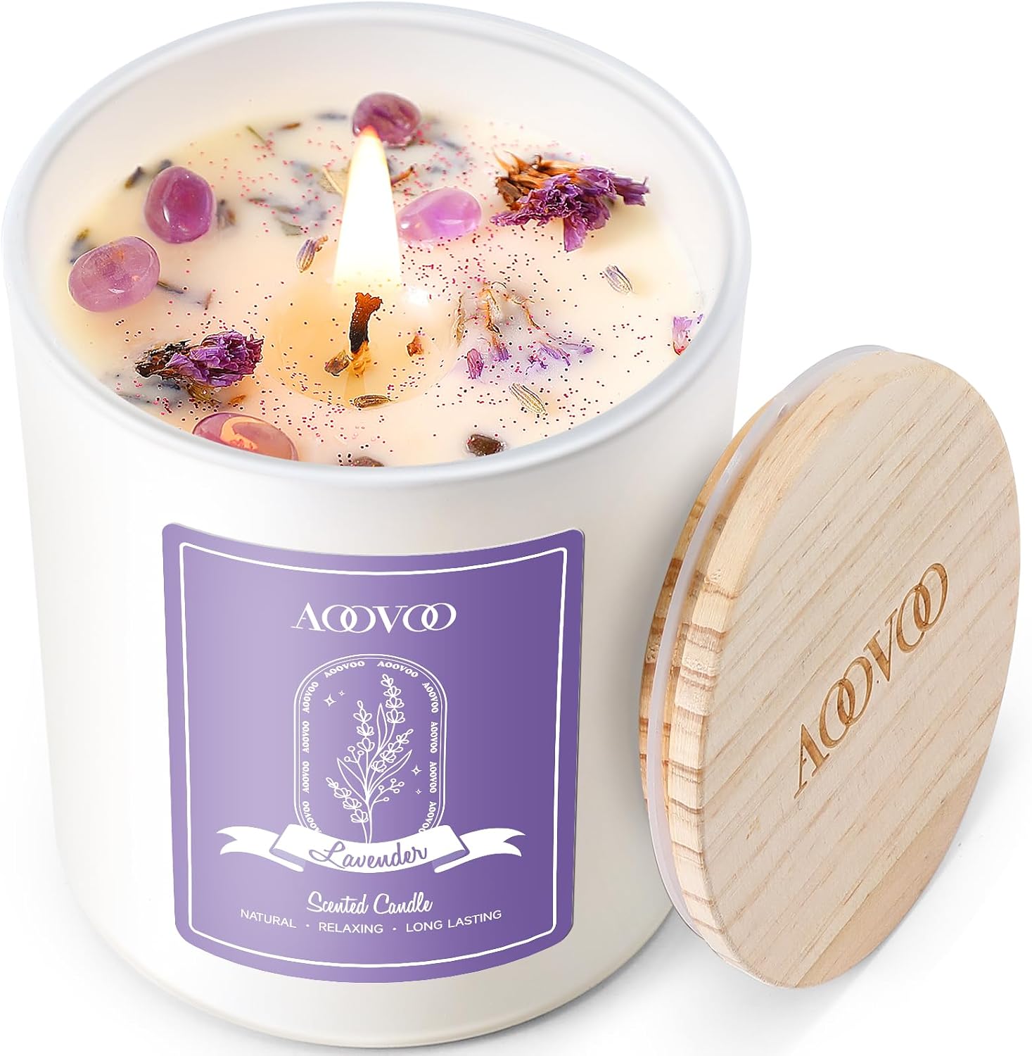Lavender Scented Jar Candles with Crystals, 4 Pack - Image 11