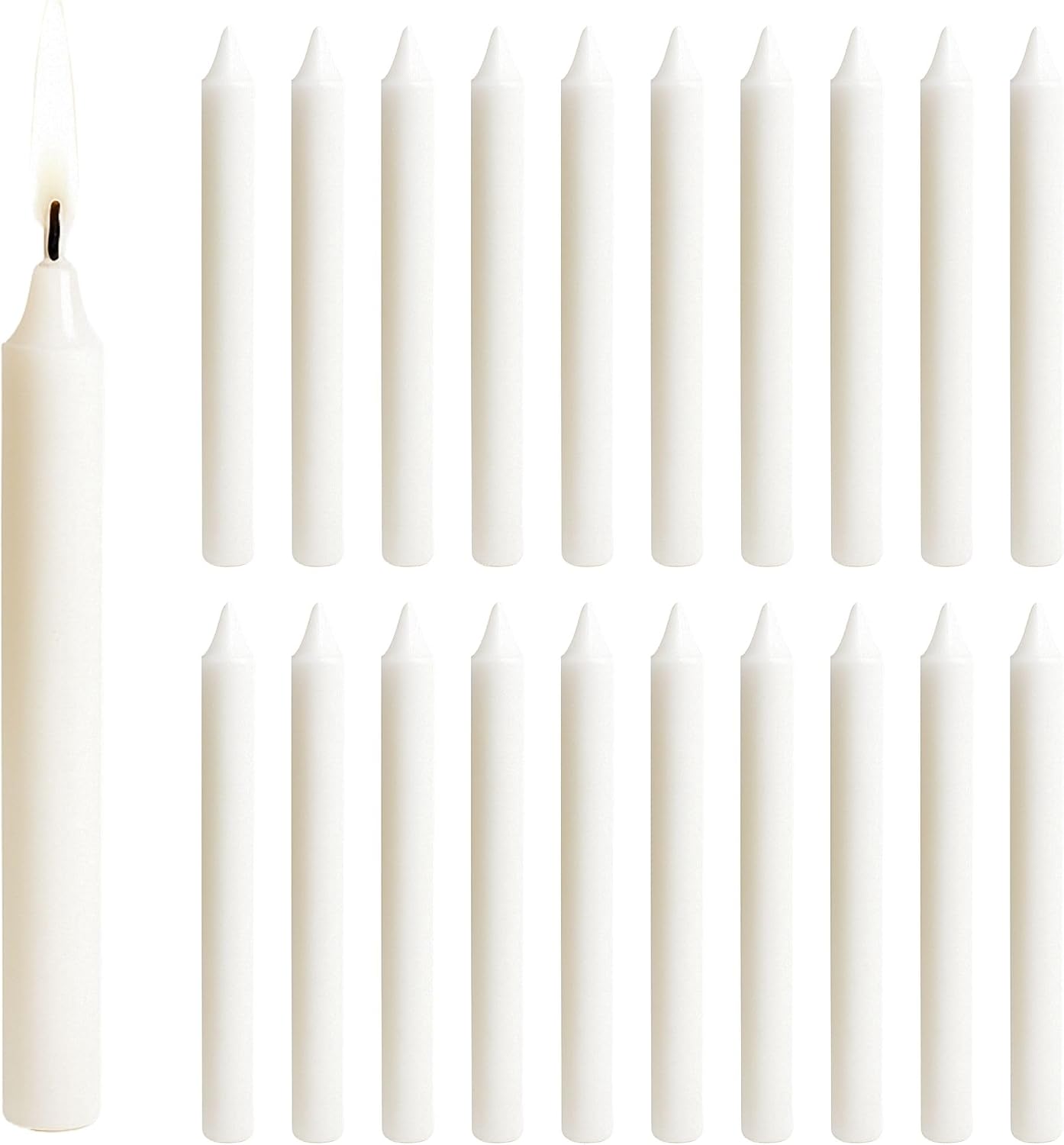 20 Ivory Unscented Dripless Chime Candles, 4 Inch Taper - Image 19