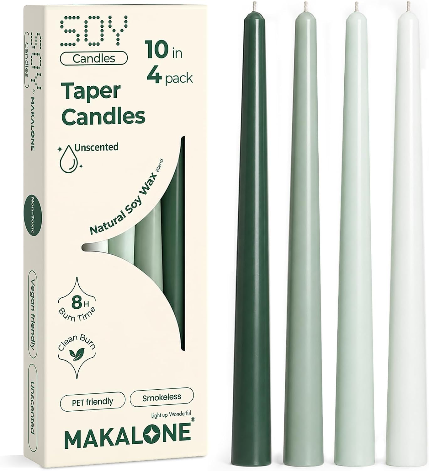 Unscented Soy Blend Taper Candles, 10 Inch, 4 Pack - Image 12