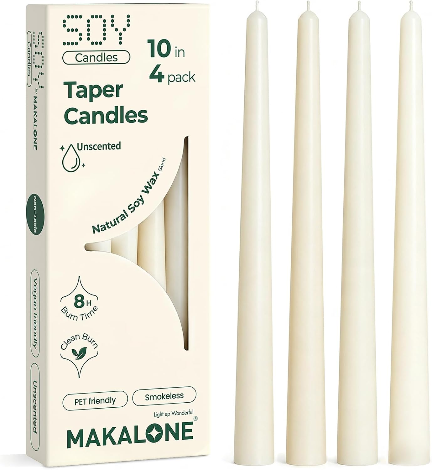 Unscented Soy Blend Taper Candles, 10 Inch, 4 Pack - Image 11