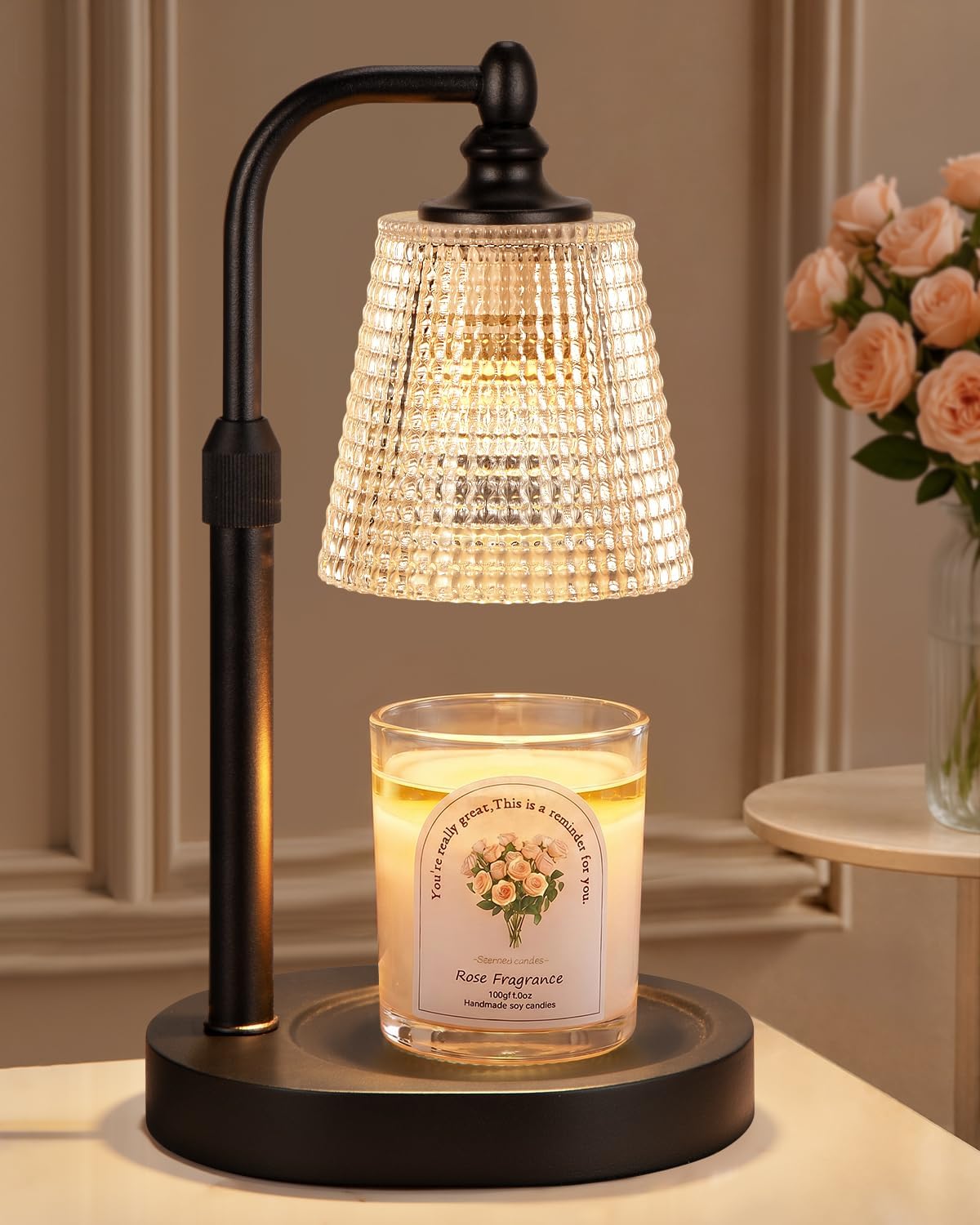 Gold Candle Warmer Lamp, Adjustable Height with Timer - Image 14