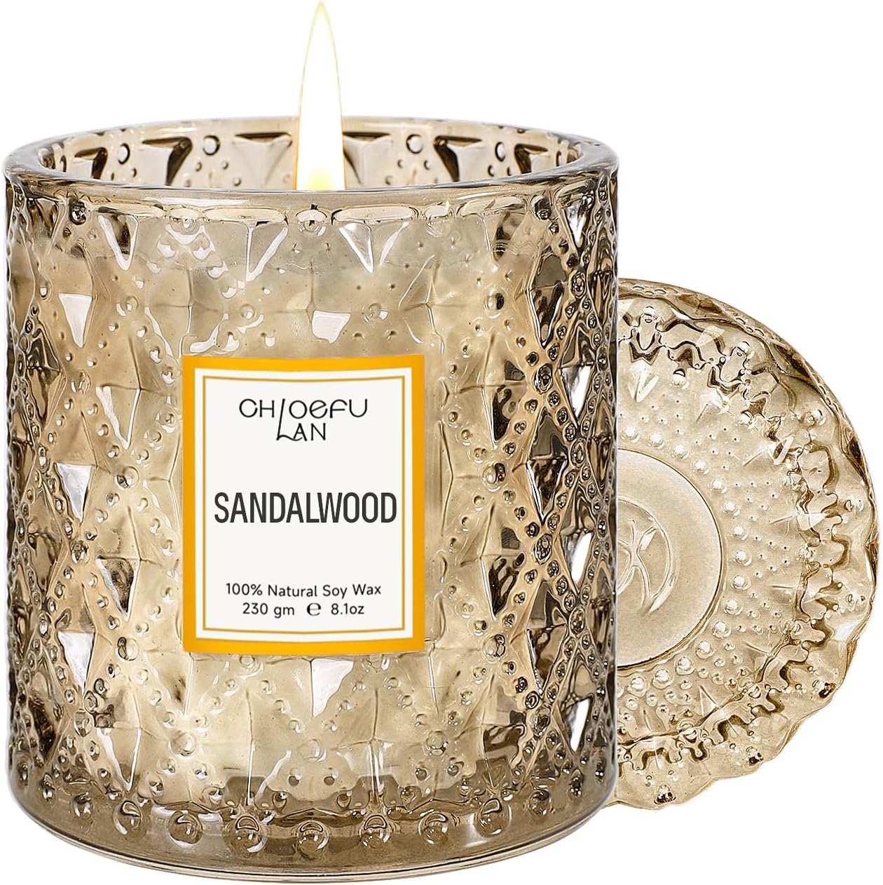 Eucalyptus and Sage Scented Candle in Textured Glass Jar with Lid - Image 18