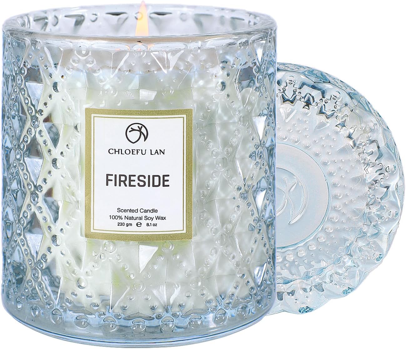 Eucalyptus and Sage Scented Candle in Textured Glass Jar with Lid - Image 23