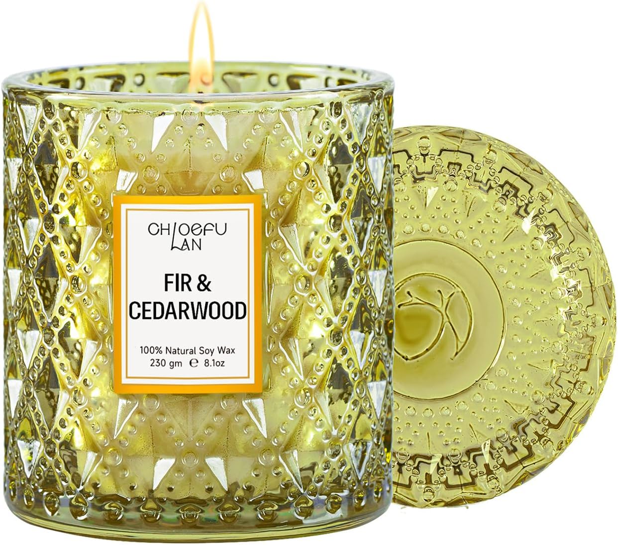 Eucalyptus and Sage Scented Candle in Textured Glass Jar with Lid - Image 16