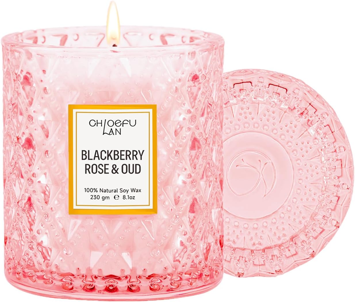 Eucalyptus and Sage Scented Candle in Textured Glass Jar with Lid - Image 24