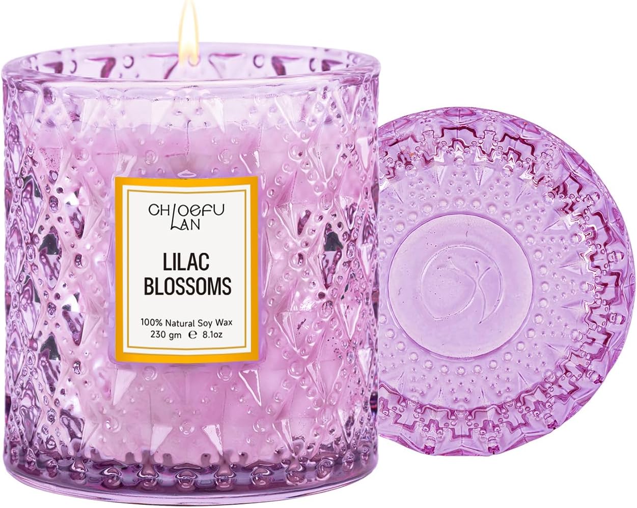 Eucalyptus and Sage Scented Candle in Textured Glass Jar with Lid - Image 8