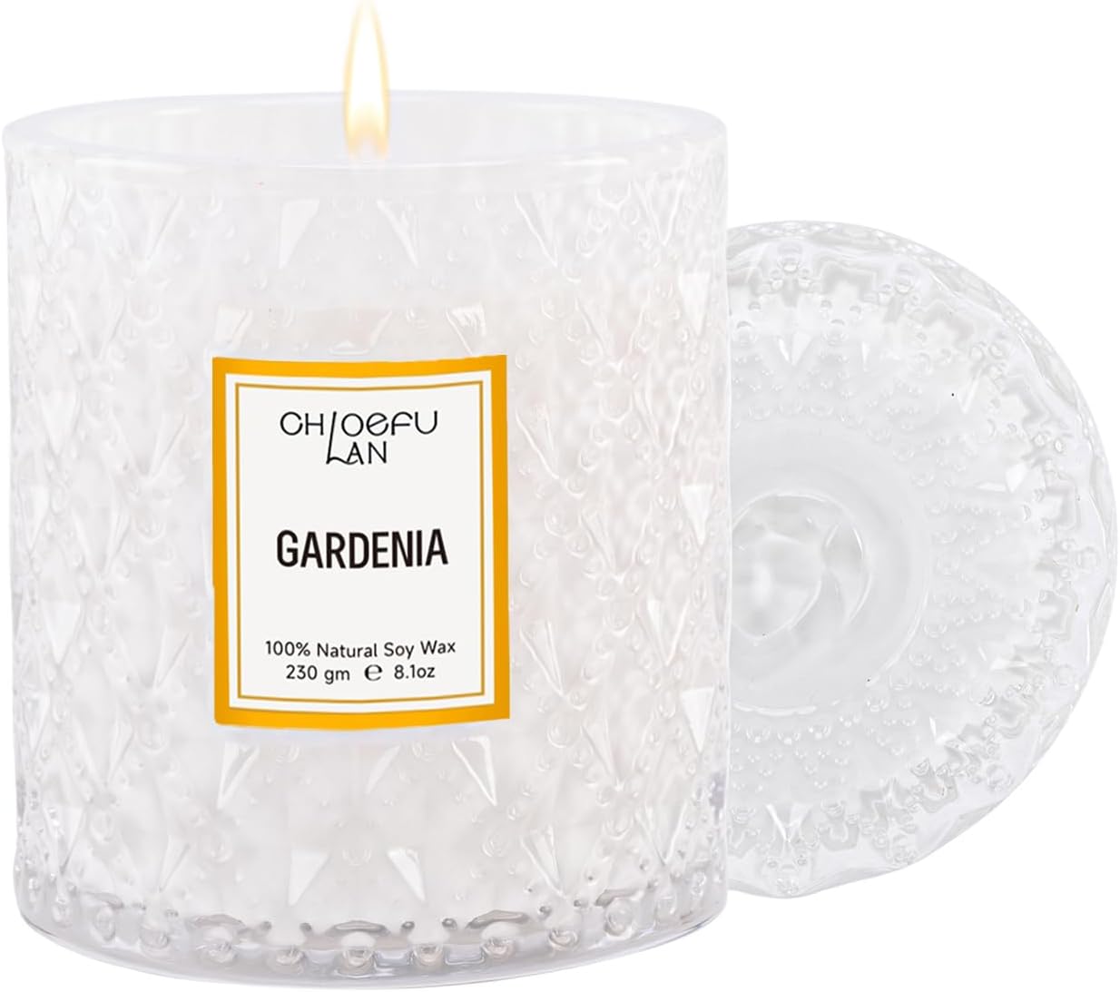 Eucalyptus and Sage Scented Candle in Textured Glass Jar with Lid - Image 19