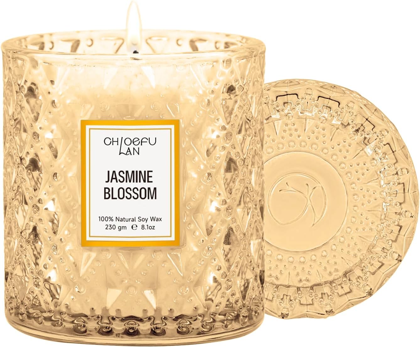 Eucalyptus and Sage Scented Candle in Textured Glass Jar with Lid - Image 15