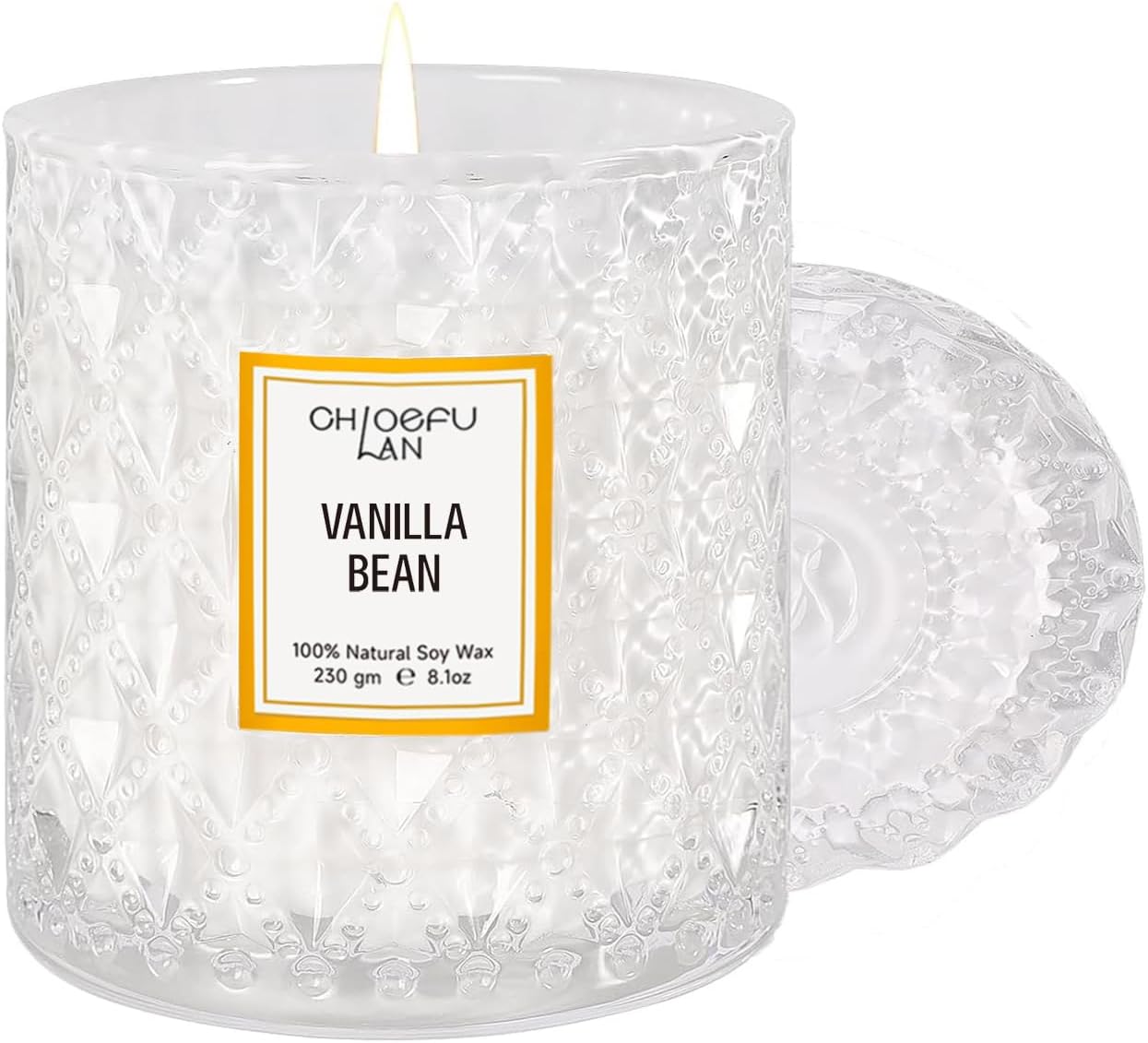 Eucalyptus and Sage Scented Candle in Textured Glass Jar with Lid - Image 10