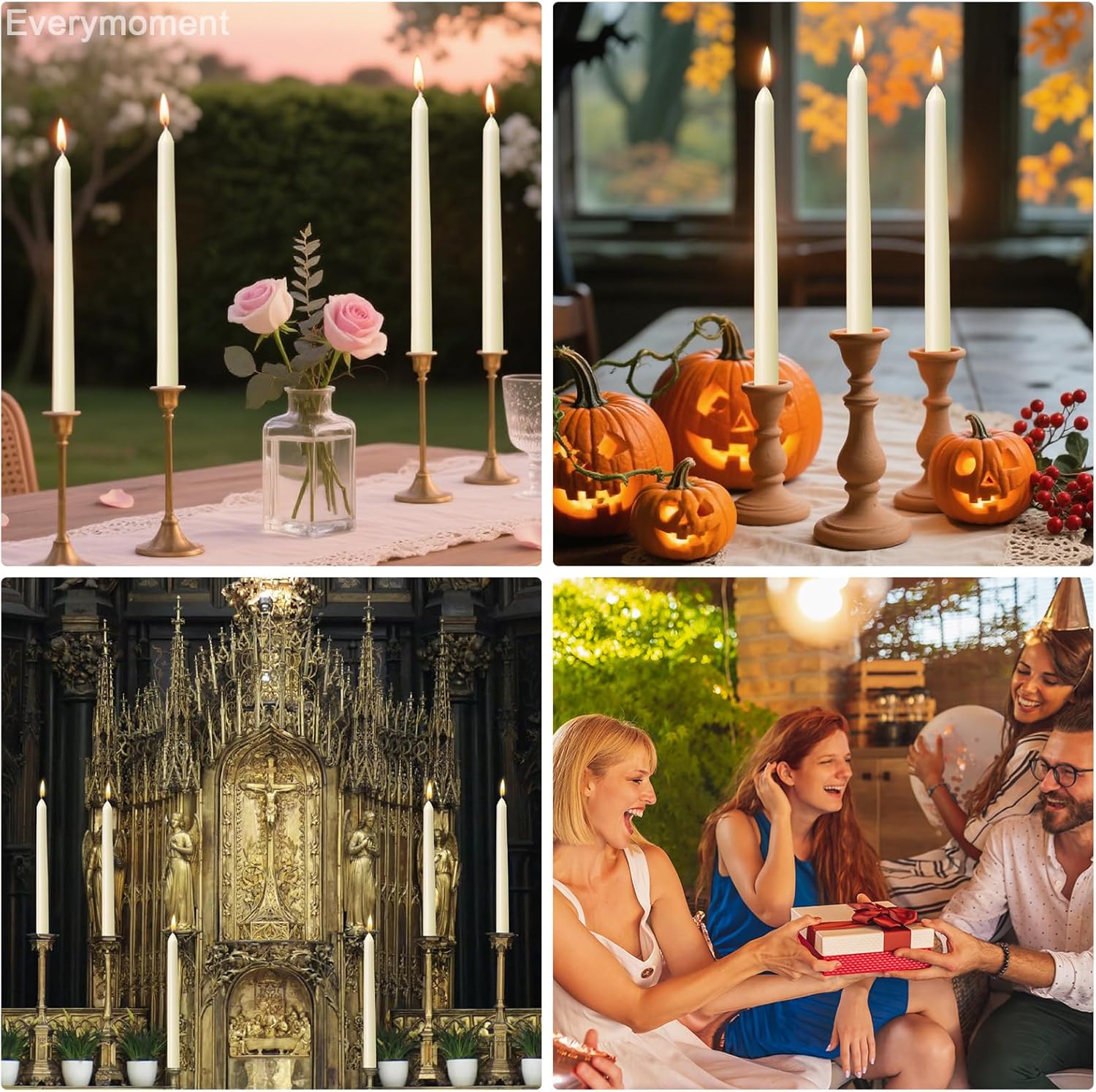 Ivory Taper Candles, 4 Pack, 10 Inch, Unscented - Image 7