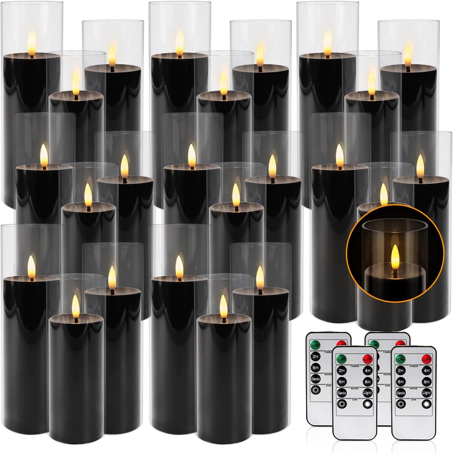 24 Piece LED Flameless Candles, Remote Control, Assorted Sizes - Image 15