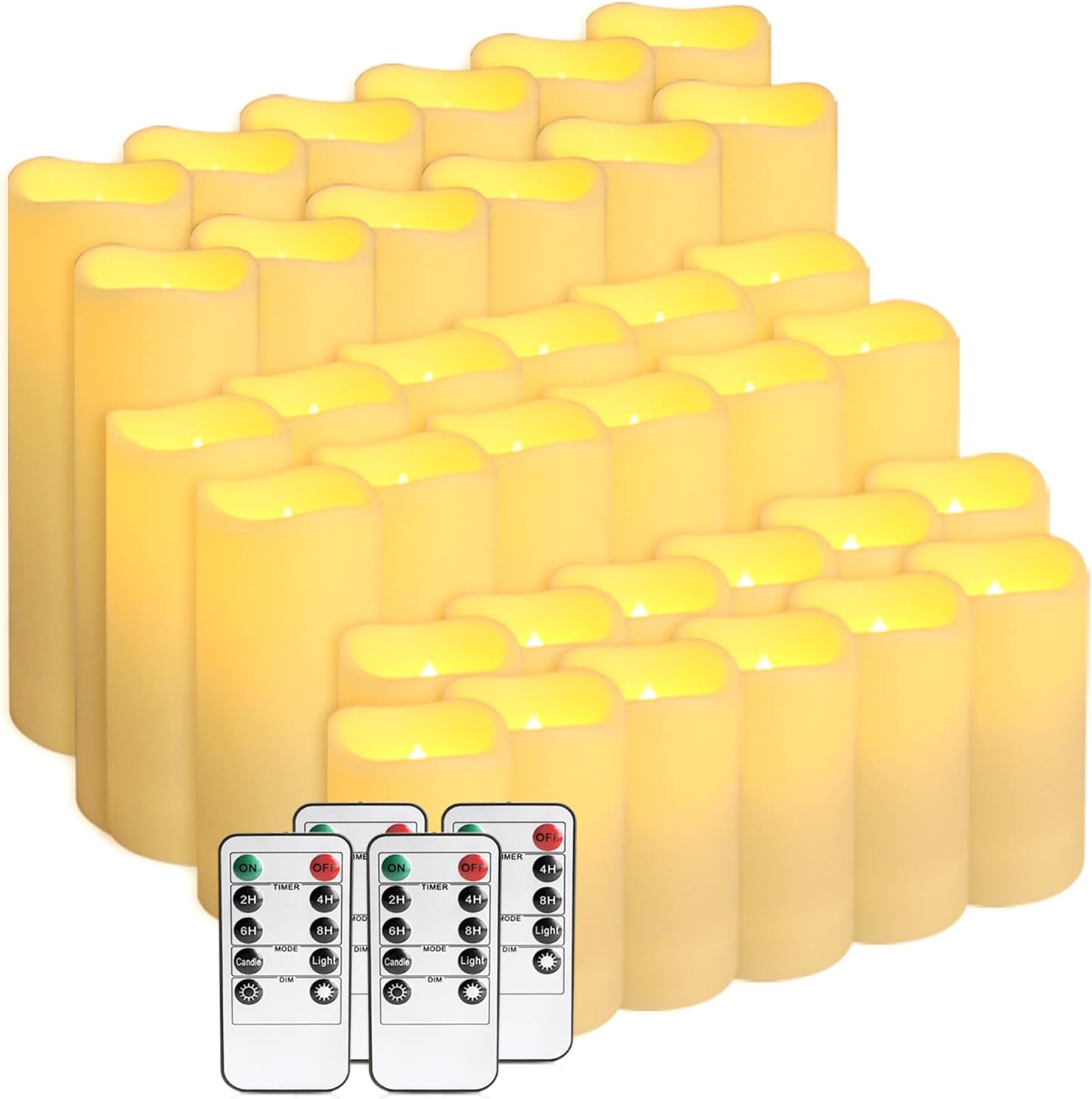 24 Piece LED Flameless Candles, Remote Control, Assorted Sizes - Image 23