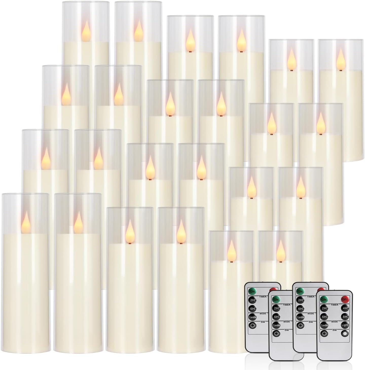 24 Piece LED Flameless Candles, Remote Control, Assorted Sizes - Image 17