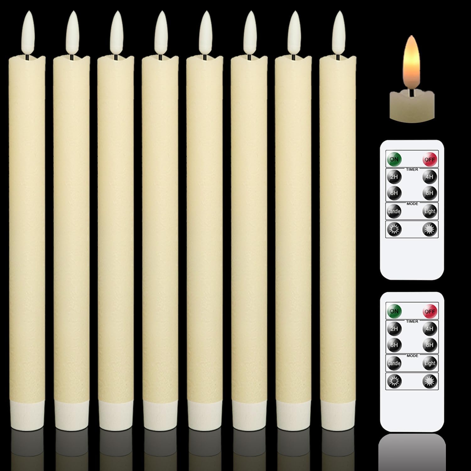 6 Pack Ivory LED Taper Candles with Remote and Timer - Image 14
