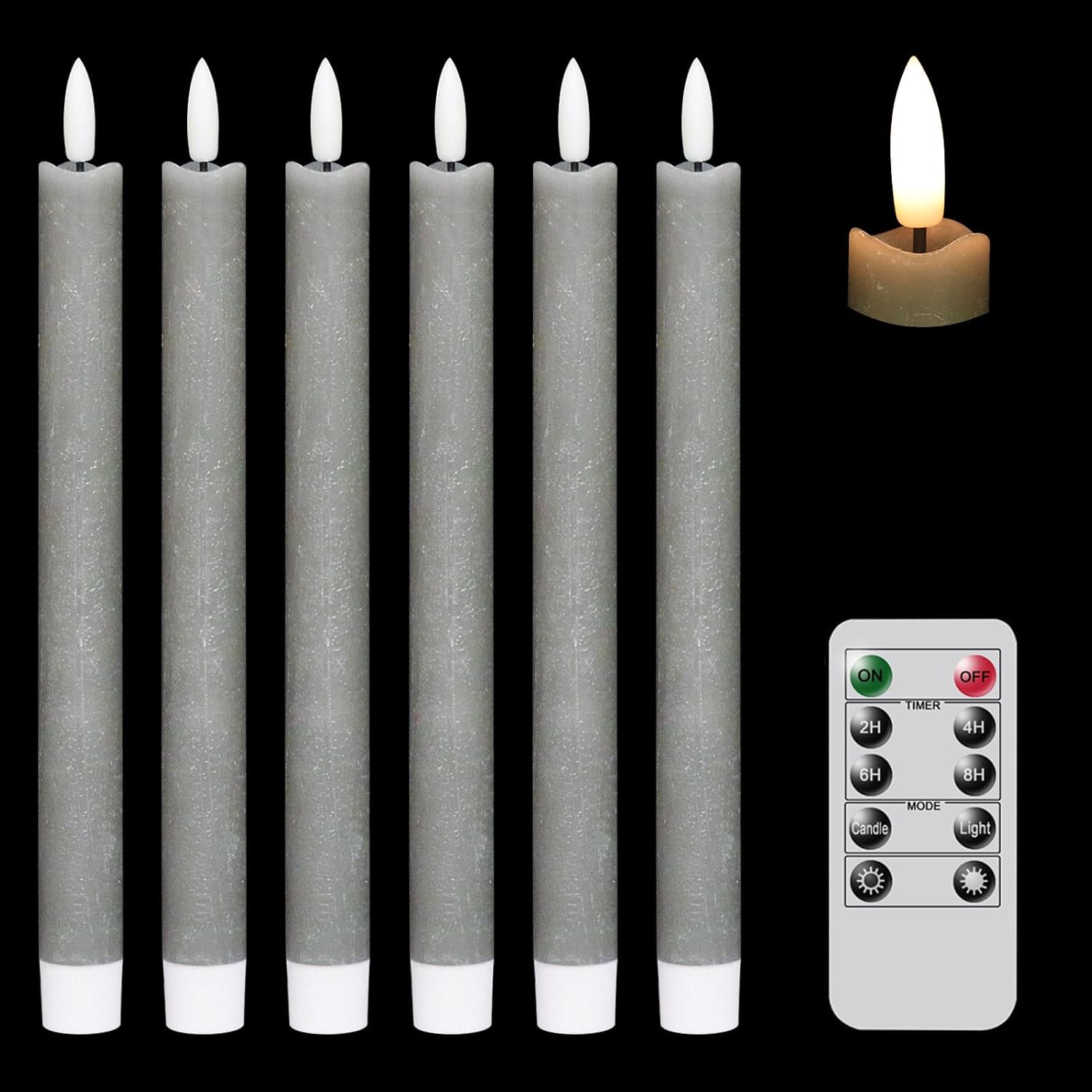 6 Pack Ivory LED Taper Candles with Remote and Timer - Image 21