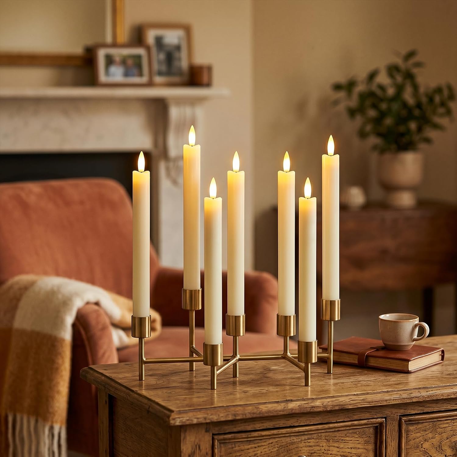 6 Pack Ivory LED Taper Candles with Remote and Timer - Image 7