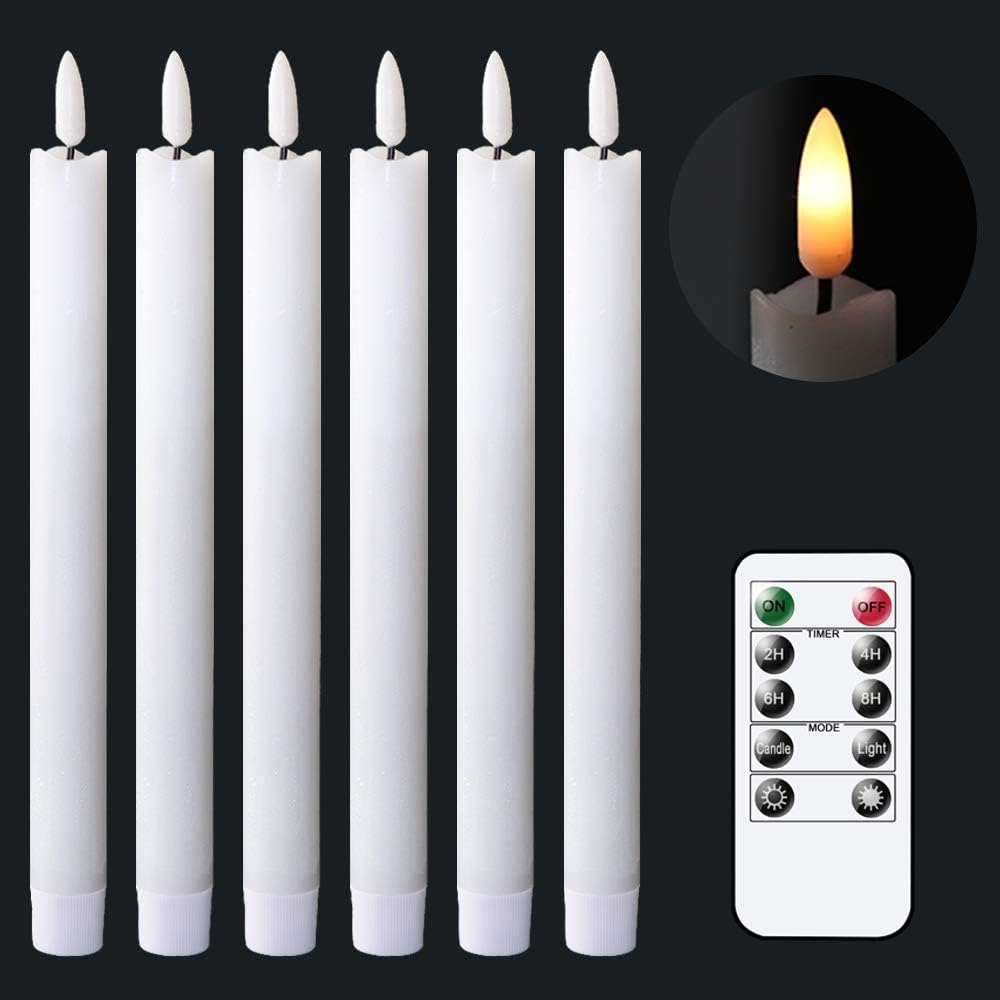 6 Pack Ivory LED Taper Candles with Remote and Timer - Image 19