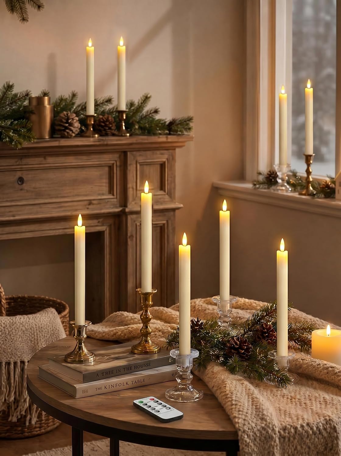 6 Pack Ivory LED Taper Candles with Remote and Timer - Image 8