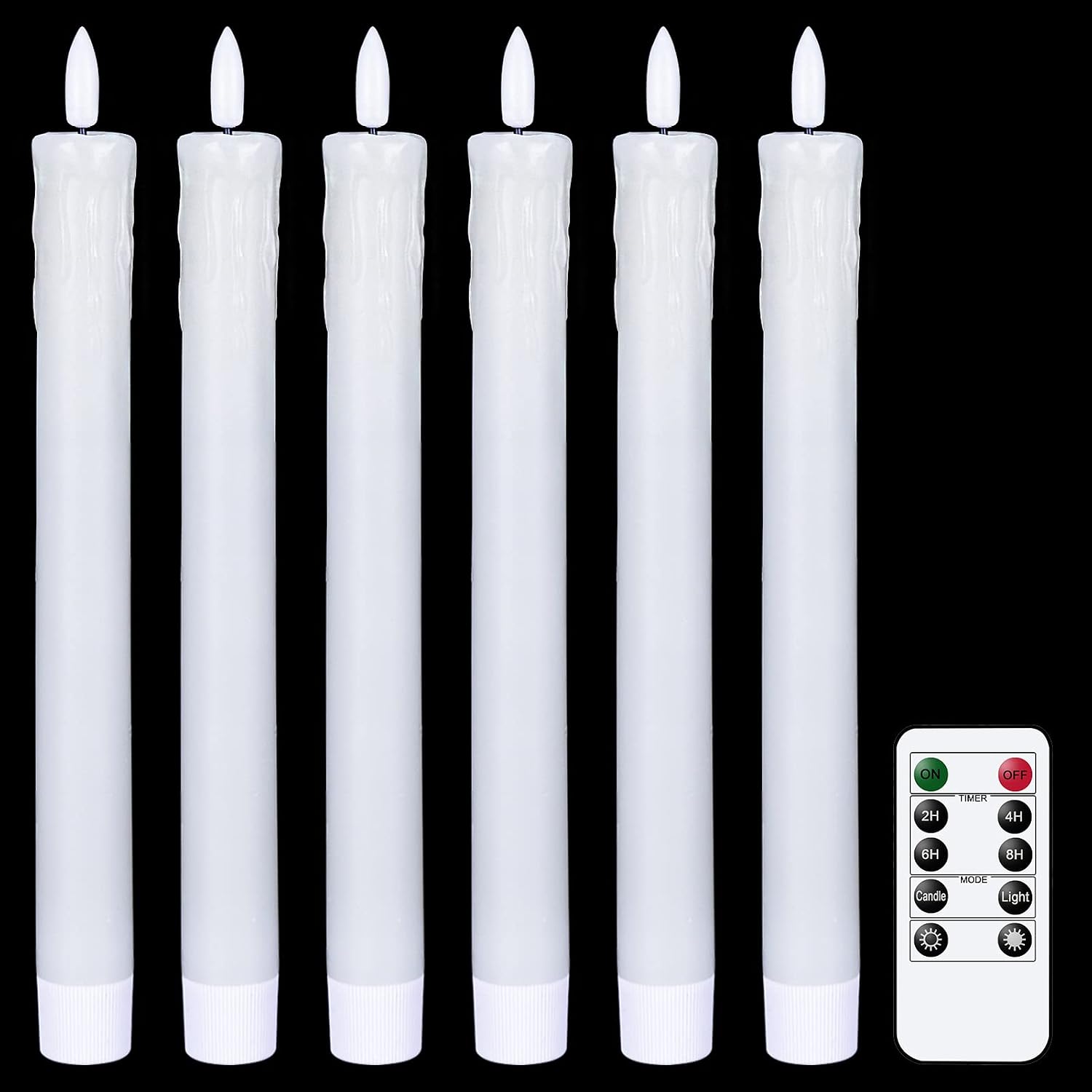 6 Pack Ivory LED Taper Candles with Remote and Timer - Image 17