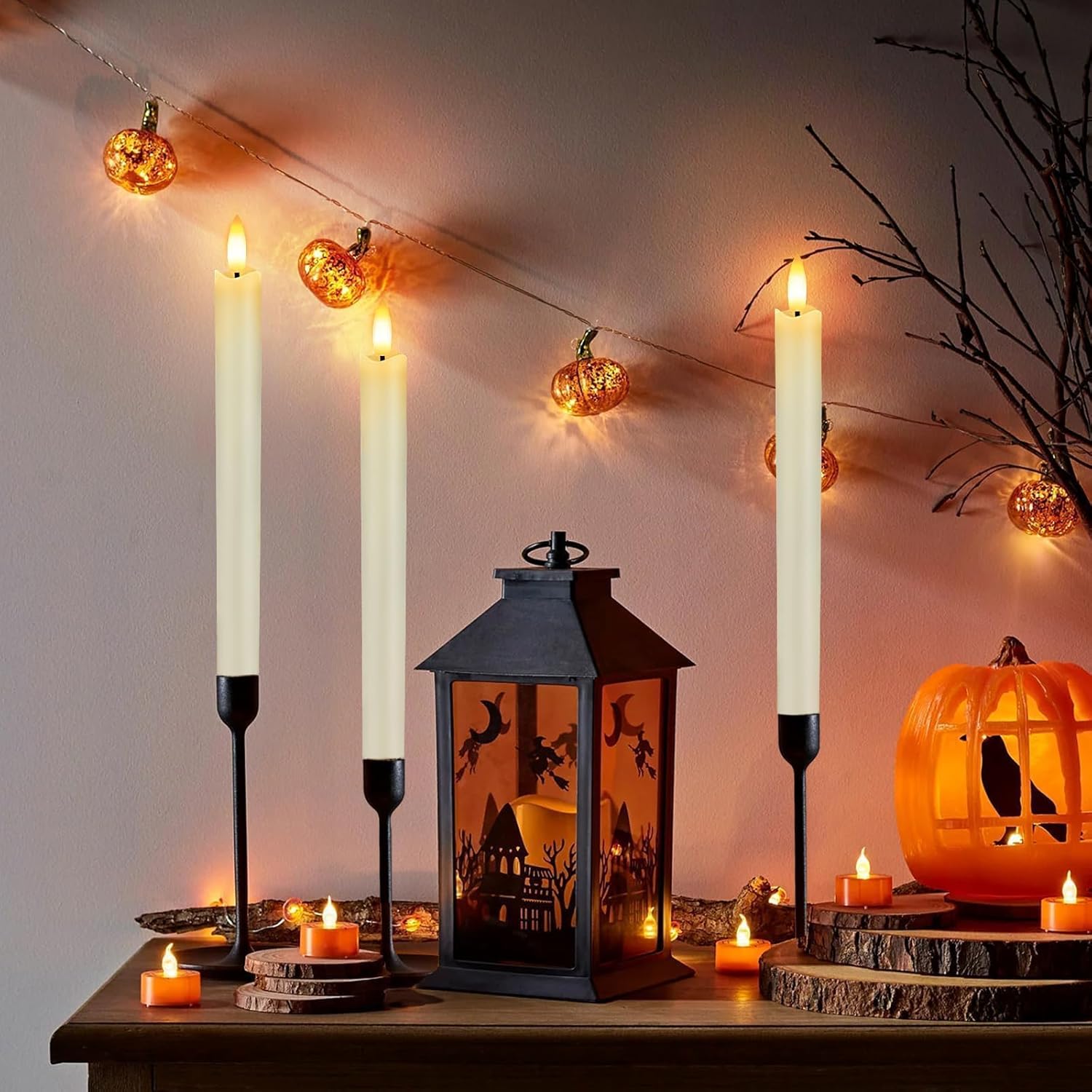 Flameless LED Taper Candles, Real Wax, 6 Pieces with Remote - Image 7