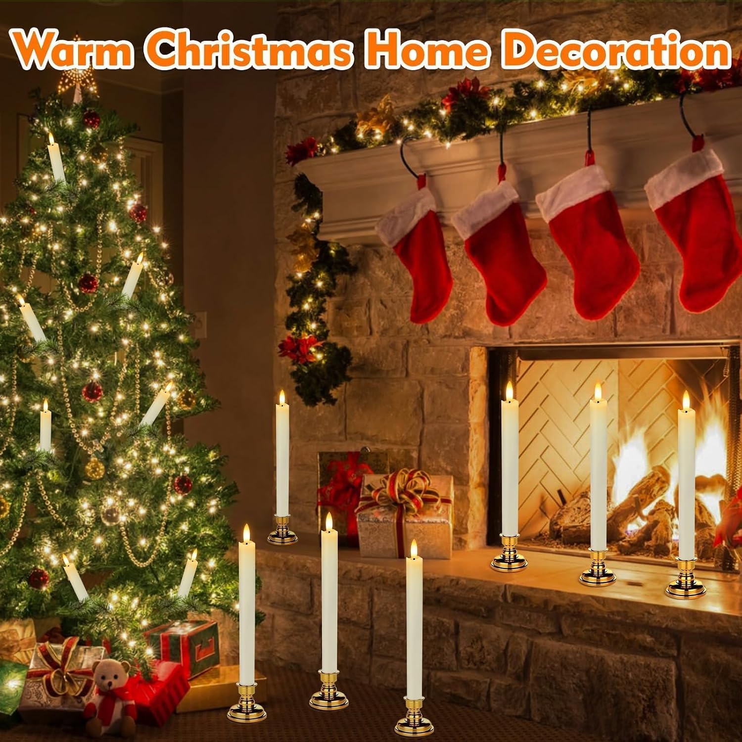 Flameless LED Taper Candles, Real Wax, 6 Pieces with Remote - Image 9