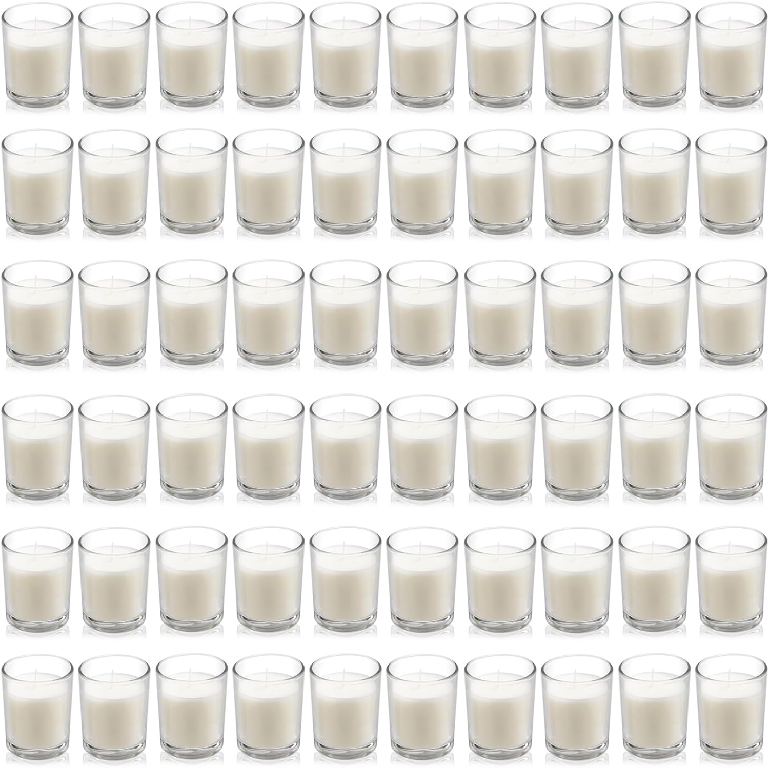 24 Warm White Unscented Votive Candles in Clear Glass - Image 9