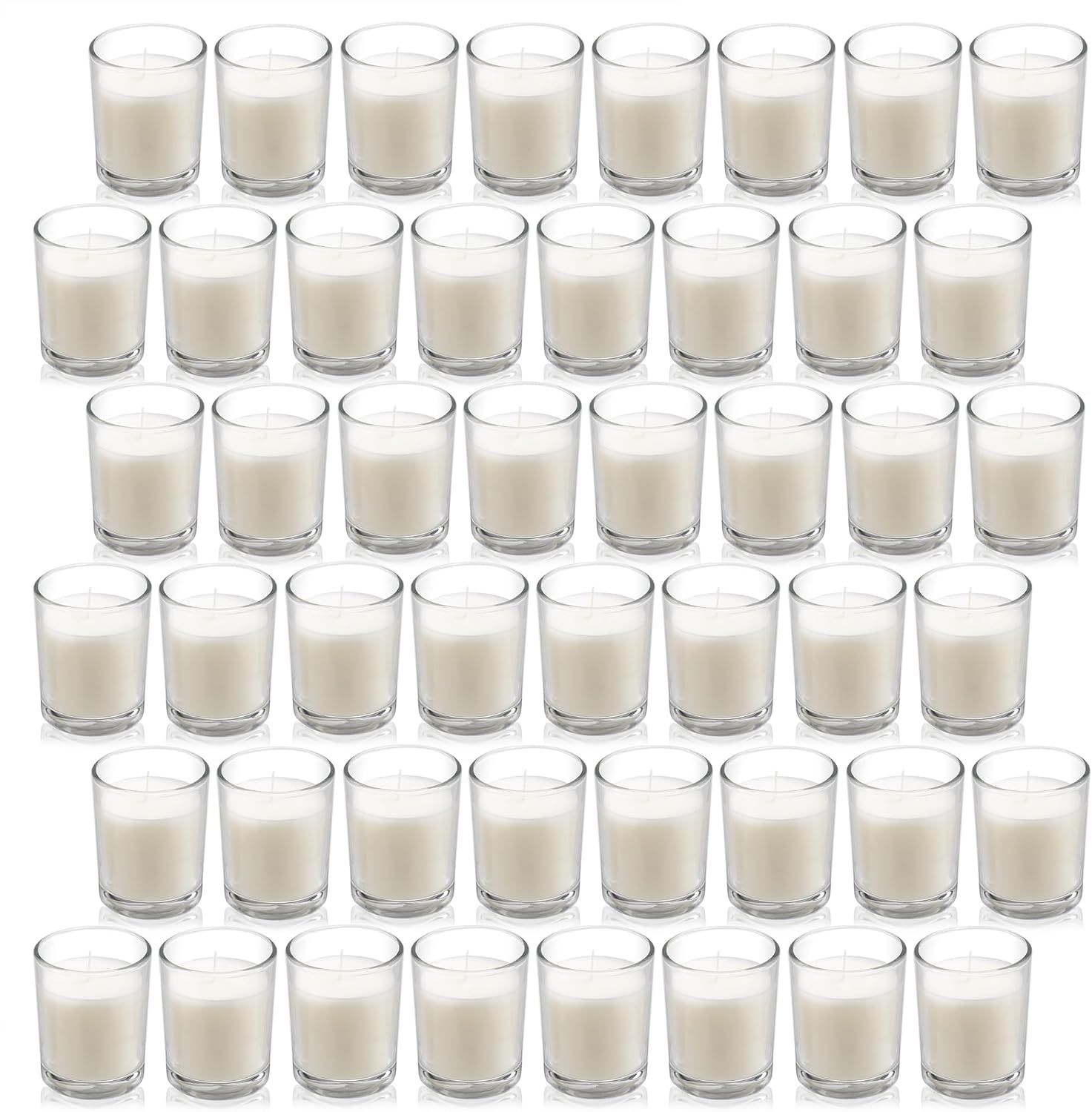 24 Warm White Unscented Votive Candles in Clear Glass - Image 14