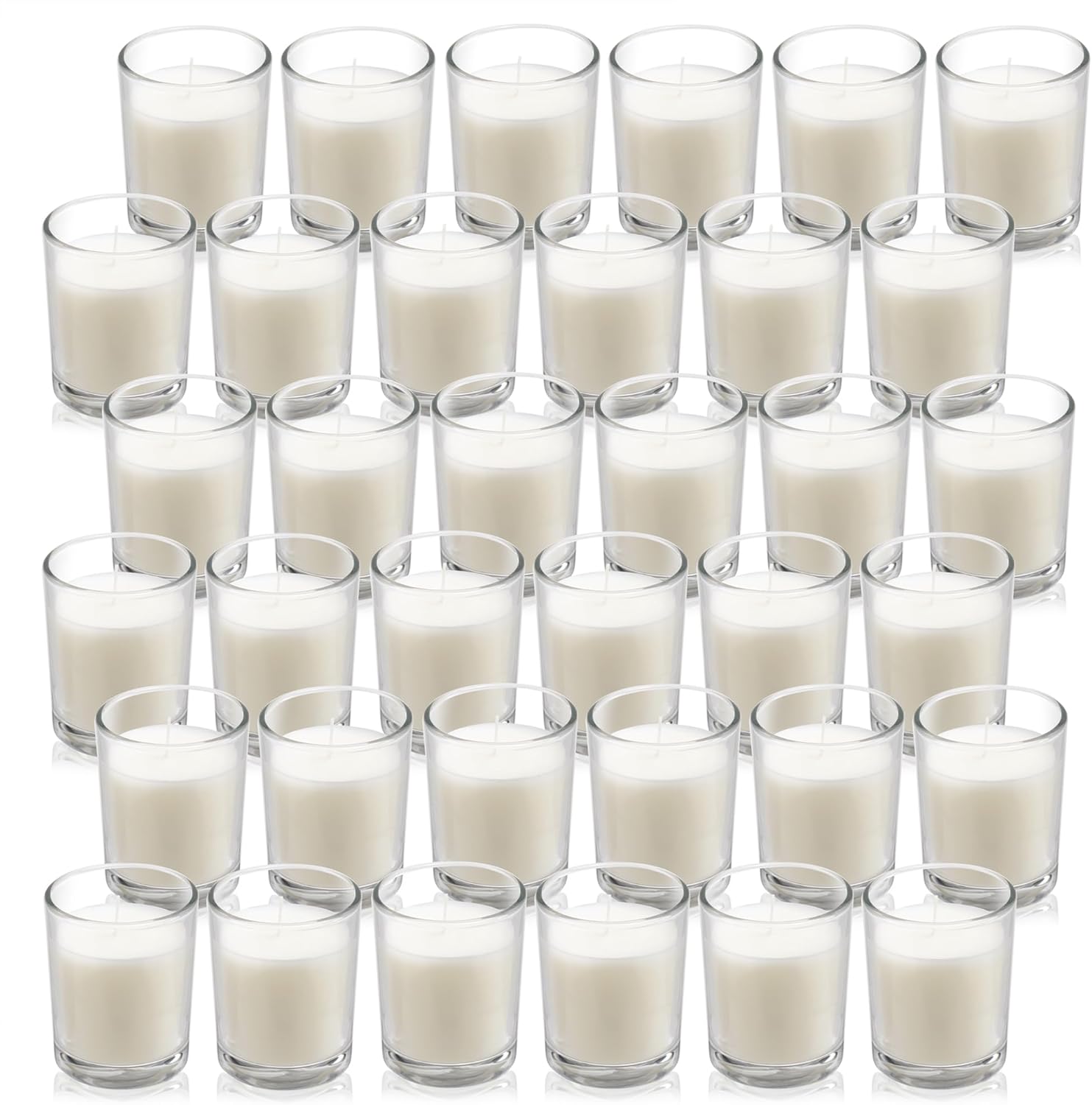 24 Warm White Unscented Votive Candles in Clear Glass - Image 11