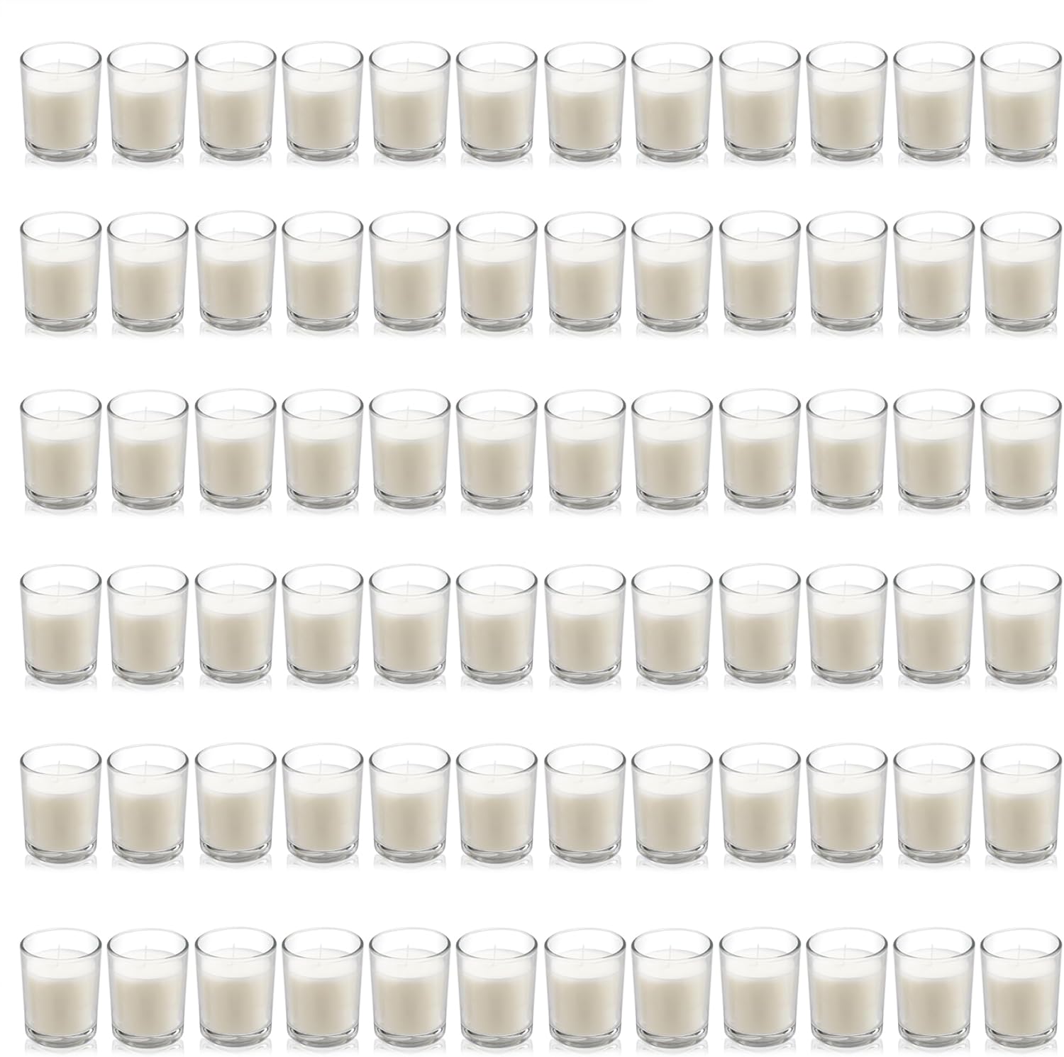 24 Warm White Unscented Votive Candles in Clear Glass - Image 10