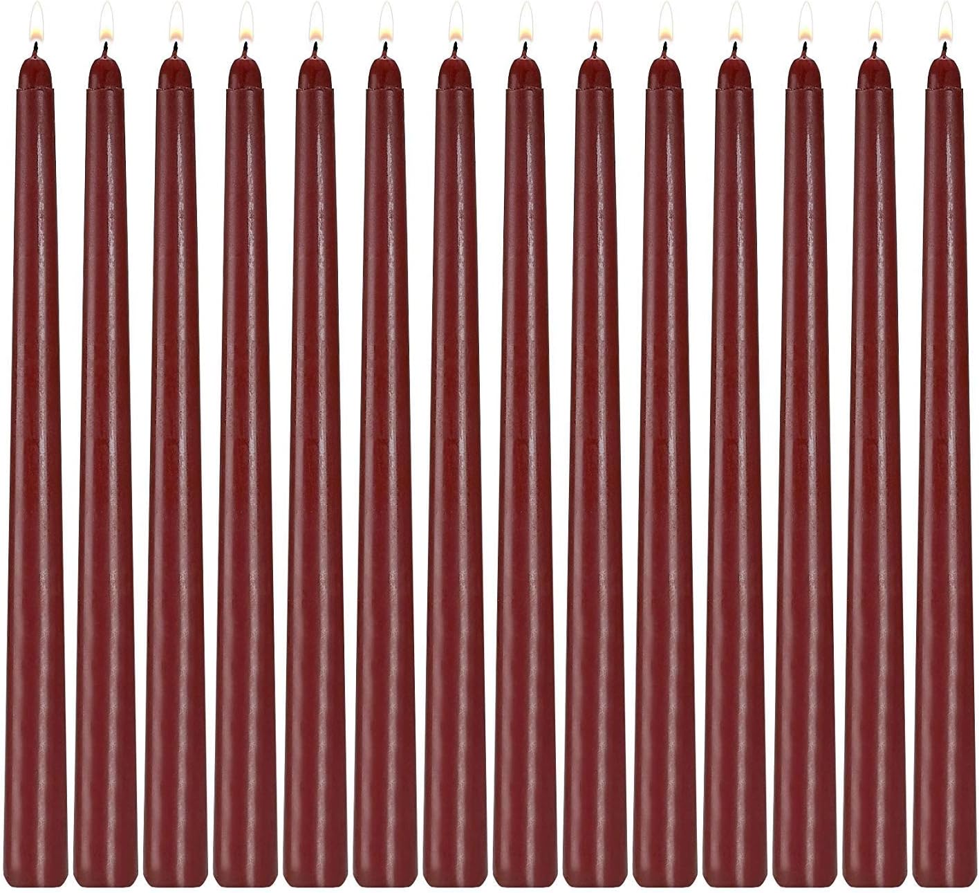 14 Unscented Burgundy Taper Candles, 12 Inch, 3/4 Inch Thick