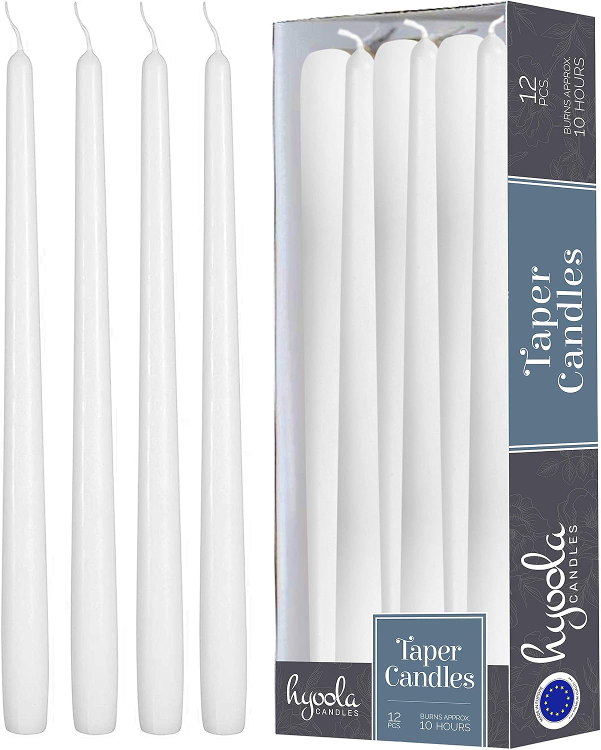 12 White Unscented Taper Candles, Dripless Paraffin, 10 Inch - Image 10