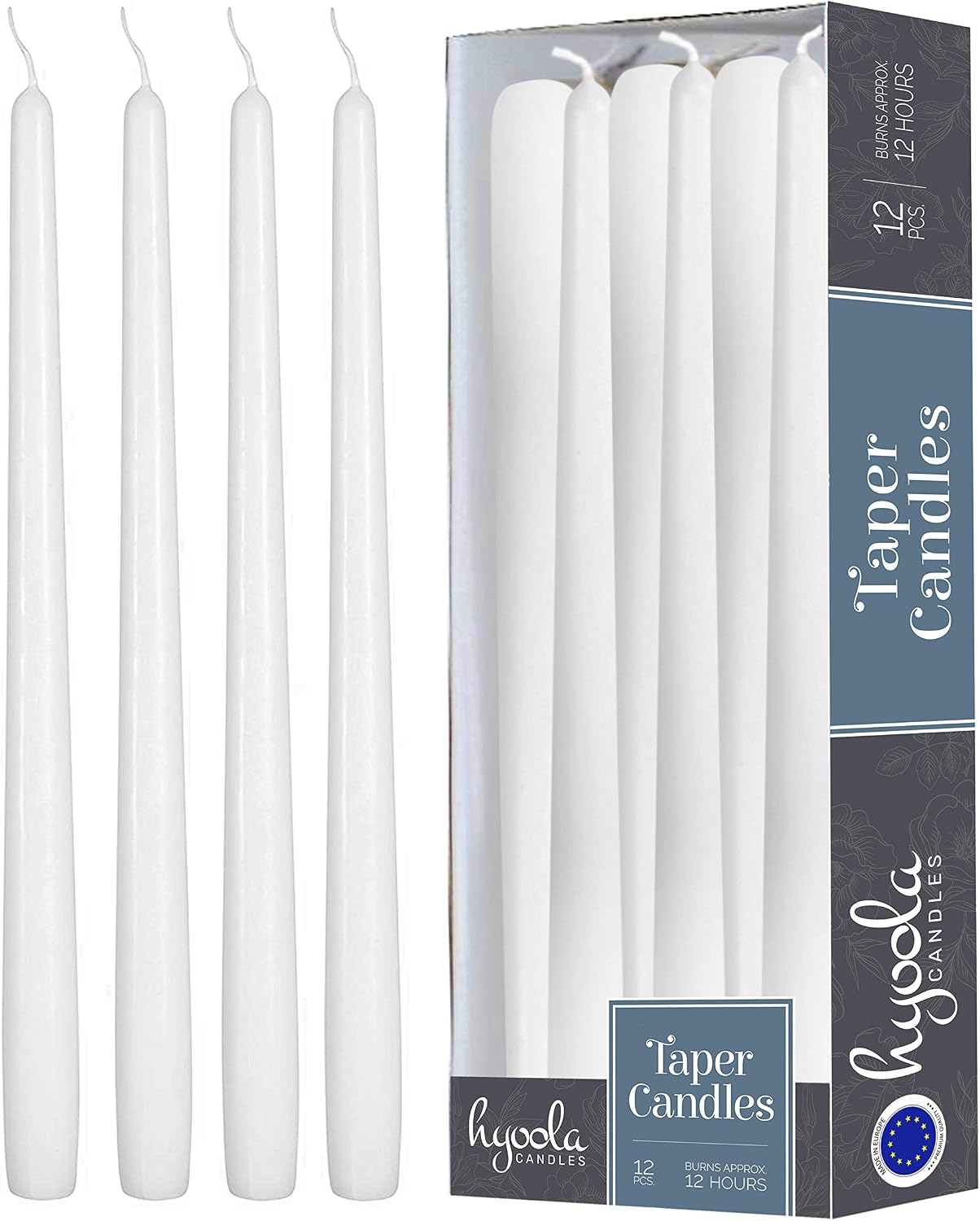 12 White Unscented Taper Candles, Dripless Paraffin, 10 Inch - Image 9