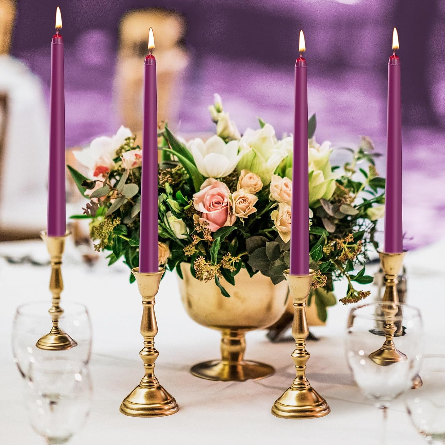 Purple Unscented Taper Candles, 10 Inch, 10 Pack - Image 7
