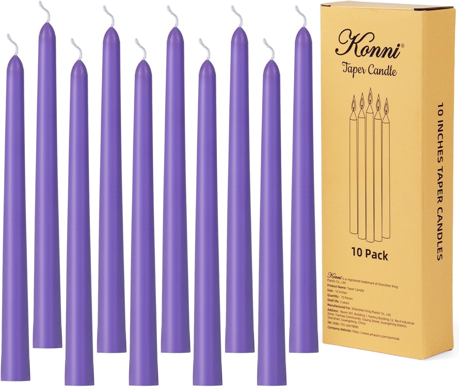 Purple Unscented Taper Candles, 10 Inch, 10 Pack - Image 8
