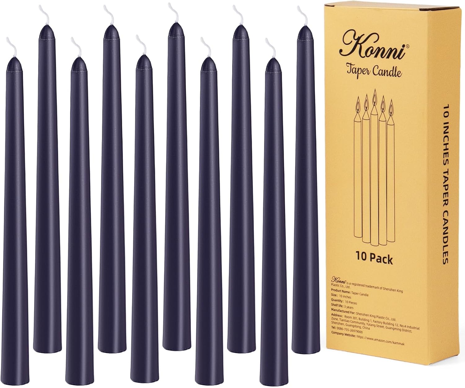 Purple Unscented Taper Candles, 10 Inch, 10 Pack - Image 9