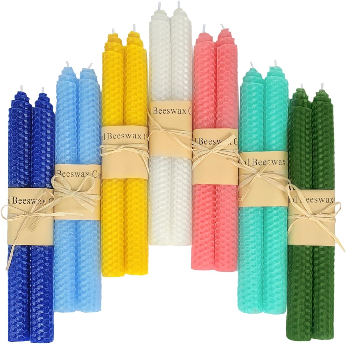 14 Beeswax Taper Candles, Assorted Rainbow Hues, Unscented, 9 Inch - Image 9