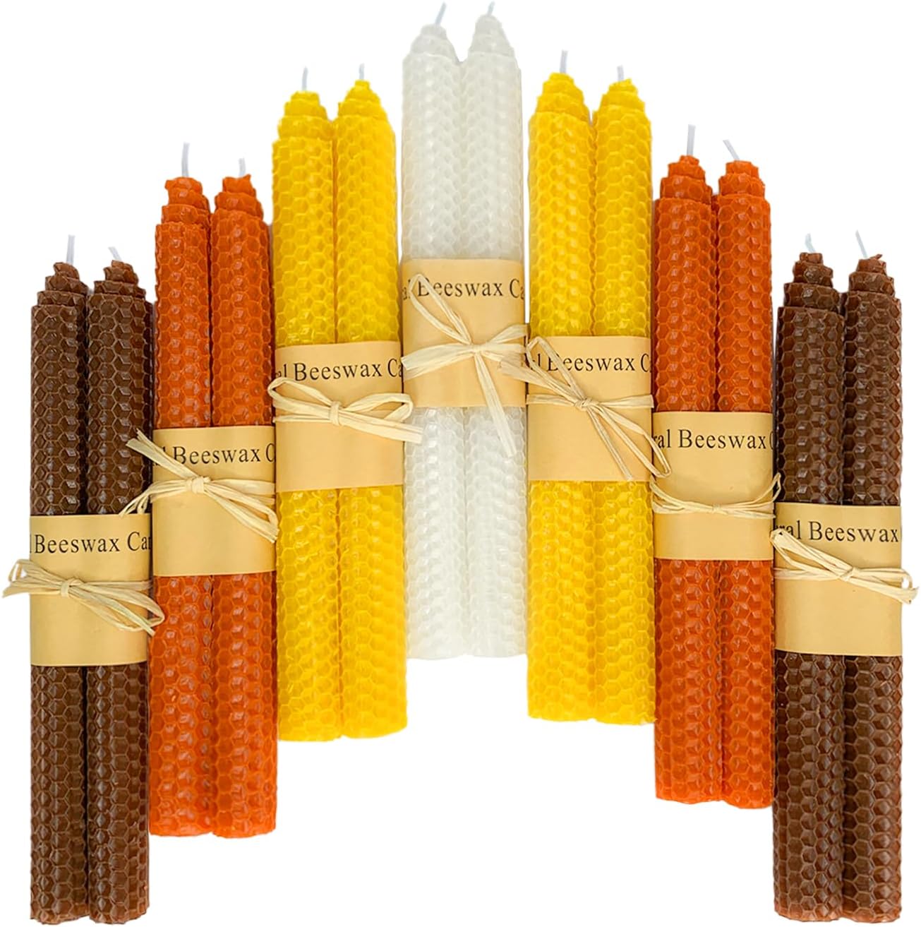 14 Beeswax Taper Candles, Assorted Rainbow Hues, Unscented, 9 Inch - Image 15