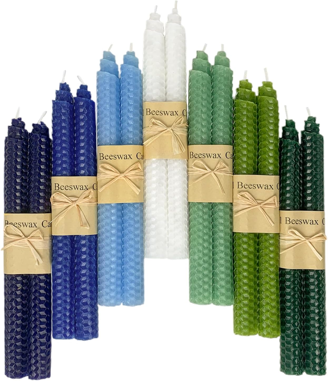 14 Beeswax Taper Candles, Assorted Rainbow Hues, Unscented, 9 Inch - Image 16