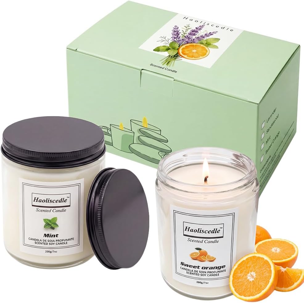 Lavender and Vanilla Scented Jar Candles, Two Piece Set - Image 8