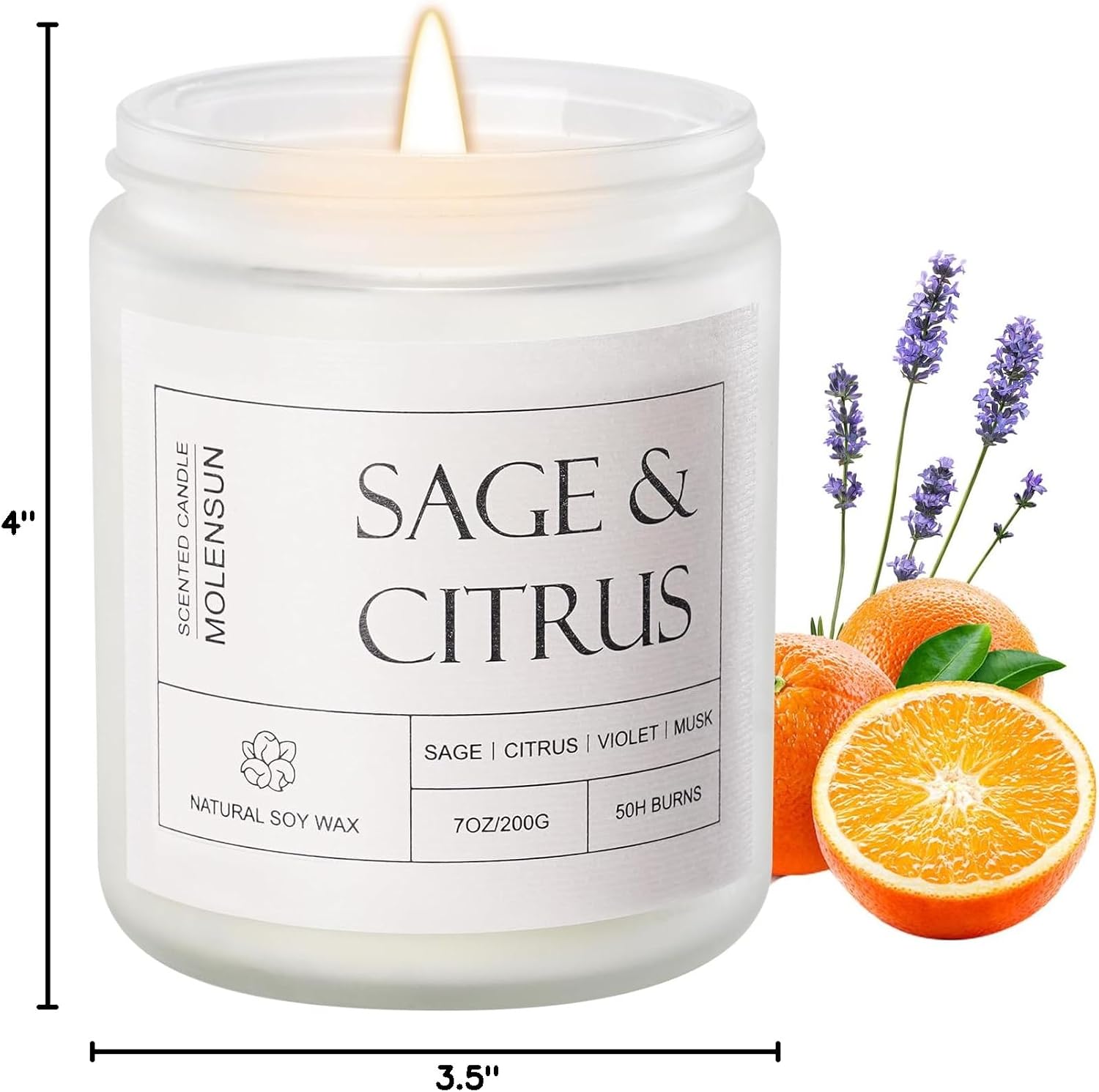 Sage Citrus Scented Jar Candle, Natural Soy Wax, 7 Ounce - Image 7